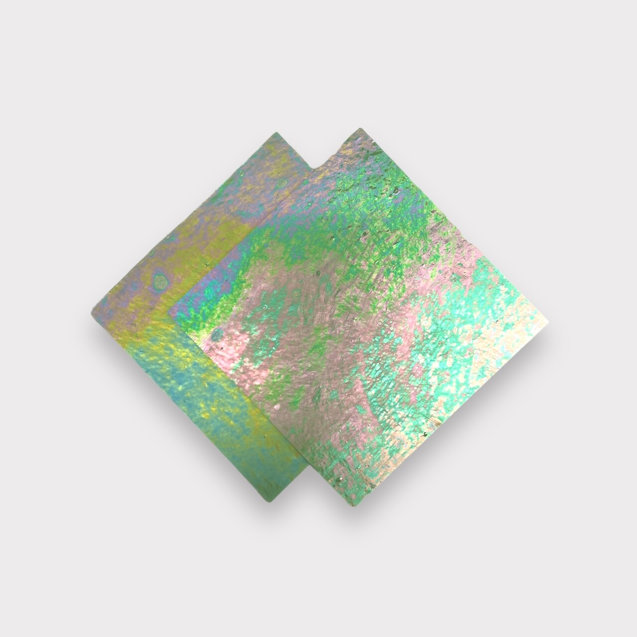 Olive Green Luminescent COE 96 Fusible Glass Sheets / Mosaic Squares - 2 Pack